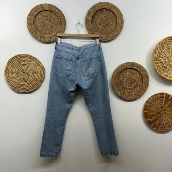 AGOLDE Light Denim Wash Button Fly Riley Crop Jeans 28 - Picture 2 of 7